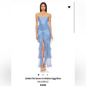 MAJORELLE Zelda Fitz Gown - Robins Egg Blue Ruffle Gown